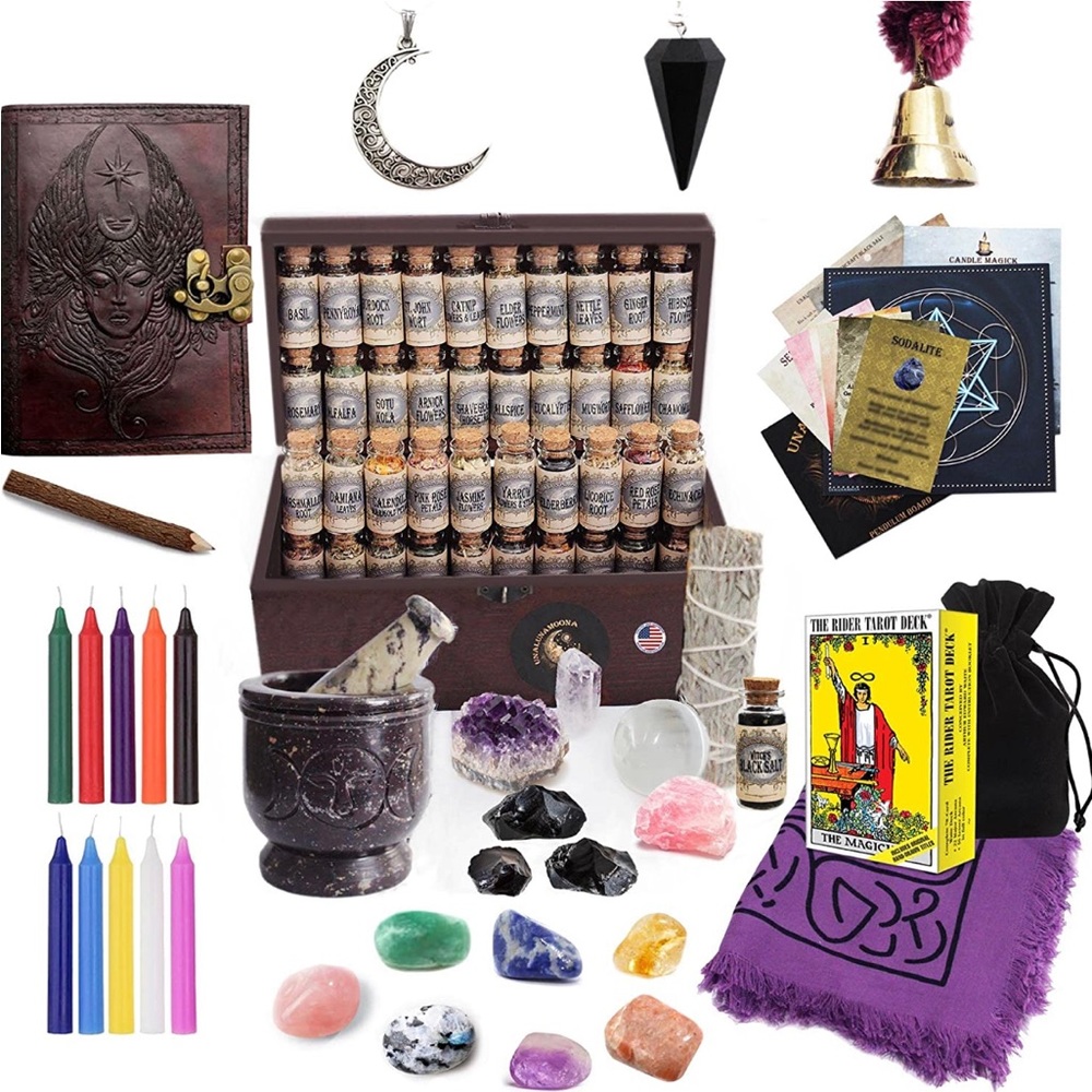 Large Witchcraft Kit with Apothecary Box, Wiccan Witch Supplies Box